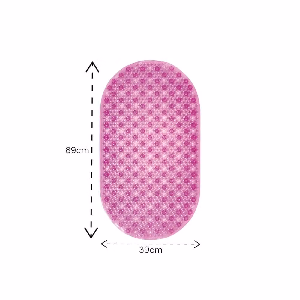 Showerdrape Cleo 2 Set Non-Slip Antibacterial Pink Oval Bath Mats, W: 69 cm, D: 39 cm – 3