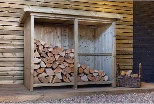 Buttercup Farm Billington Small Timber Log Store in Brown, W: 160.6 cm, D: 96 cm, H: 123 cm