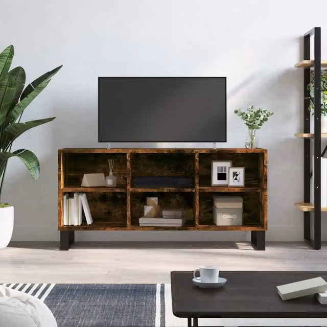 Berkfield Home Smoked Oak TV Cabinet in Brown, W/D/H: 103.5 x 30 x 50 cm