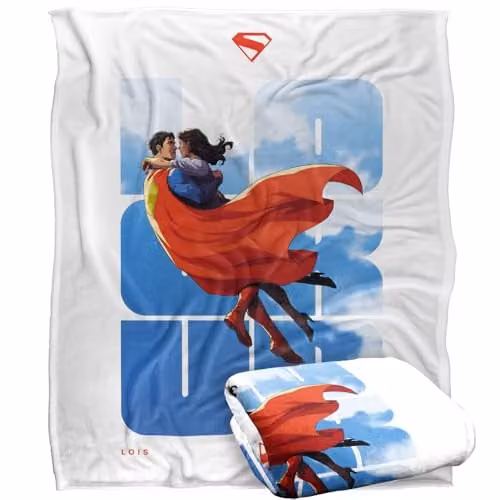 Warner Bros. Superman 2025 Lois Look Up Super Soft Silky Touch Fleece Throw Blanket, Multicolour, W: 152 cm, D: 127 cm