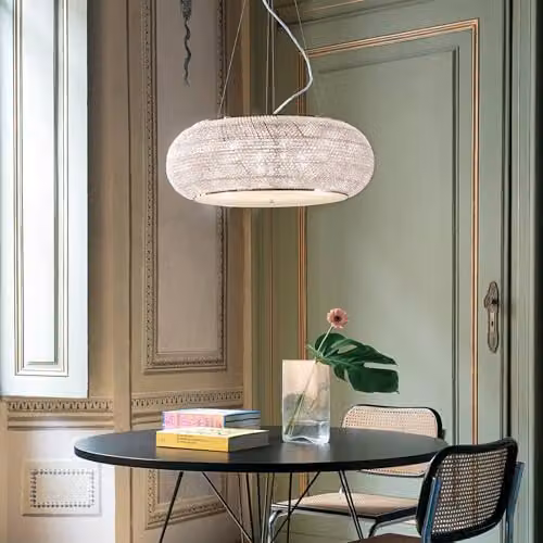 Netlighting Ideal Lux Pasha 10 Light Chrome and Crystal Suspended Ceiling Pendant with E14 Bulbs – 1