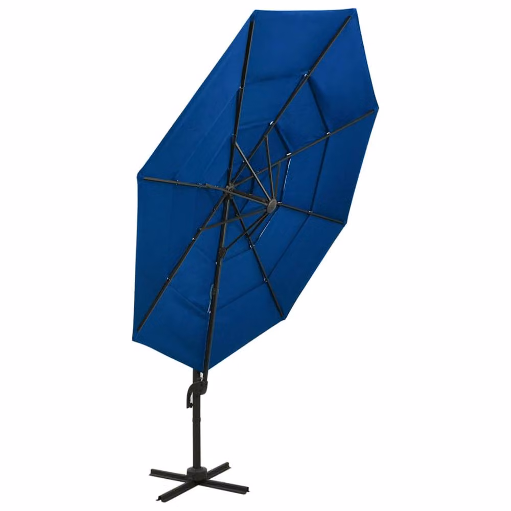 Berkfield Home 4-Tier Parasol with Aluminium Pole in Azure Blue, W: 300 cm, D: 300 cm, H: 247 cm – 2