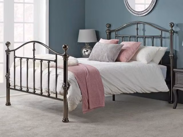 Birlea Victoria Black Nickel Metal Bed Frame, Black, W: 180 cm, D: 200 cm