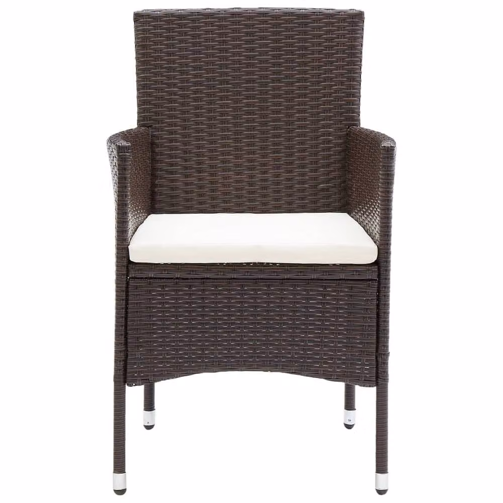 Berkfield Home Modern Poly Rattan Garden Dining Chairs, 2 Piece Set, Brown – 3