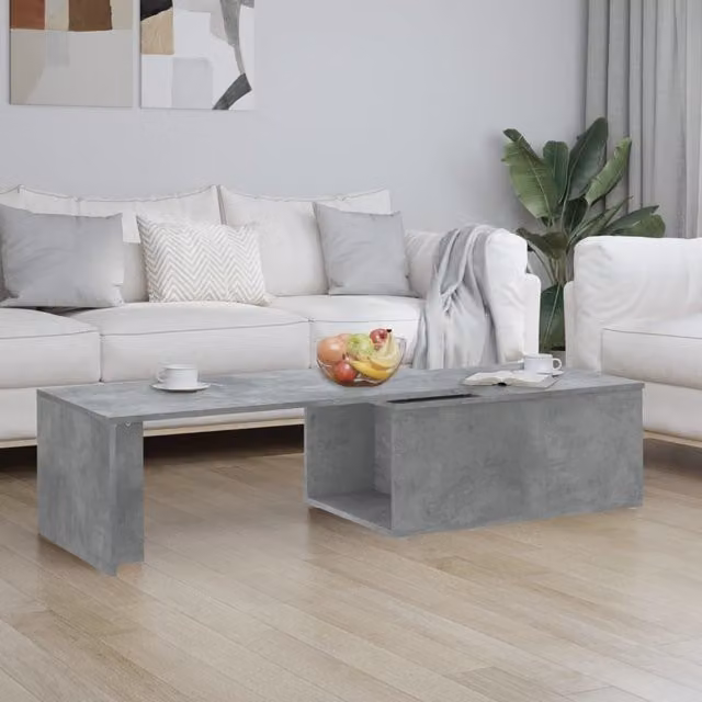 Berkfield Home Modern Rectangular Coffee Table in Concrete Grey, W/D/H: 150 x 50 x 35 cm