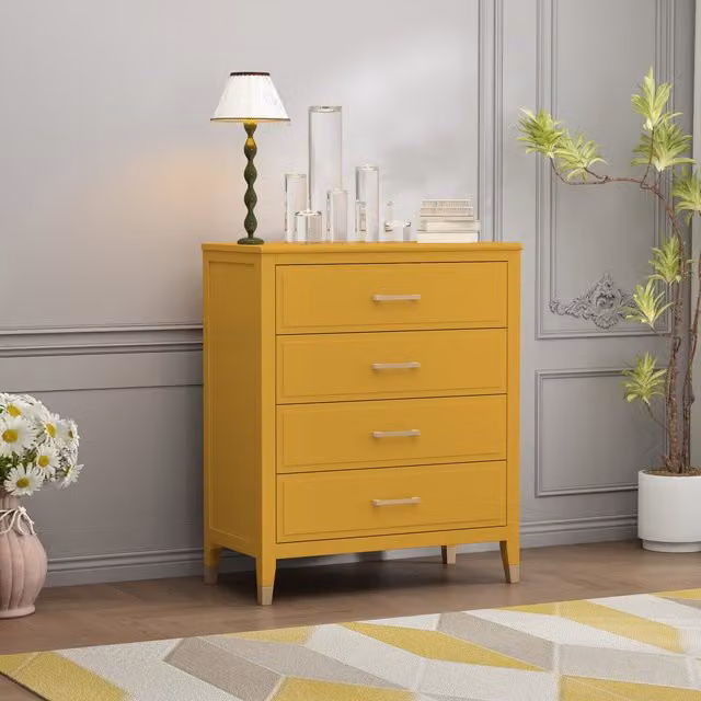 Cabinet Bits Palazzi 4 Drawer Chest in Yellow