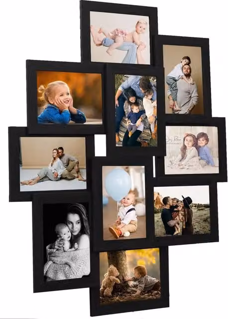Berkfield Home Modern Black Collage Photo Frame for 10 x 10x15 cm Pictures