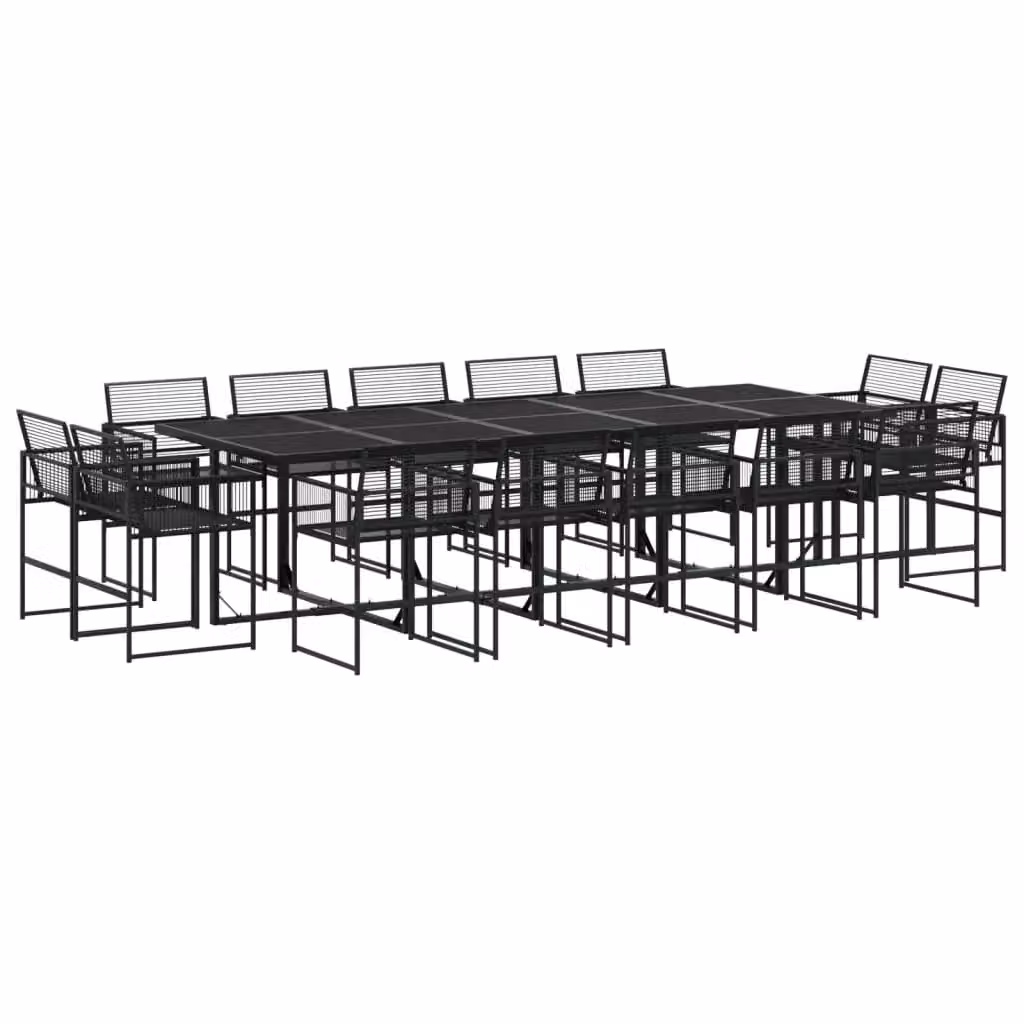 Berkfield Home 15 Piece Black Poly Rattan Garden Dining Set – 2