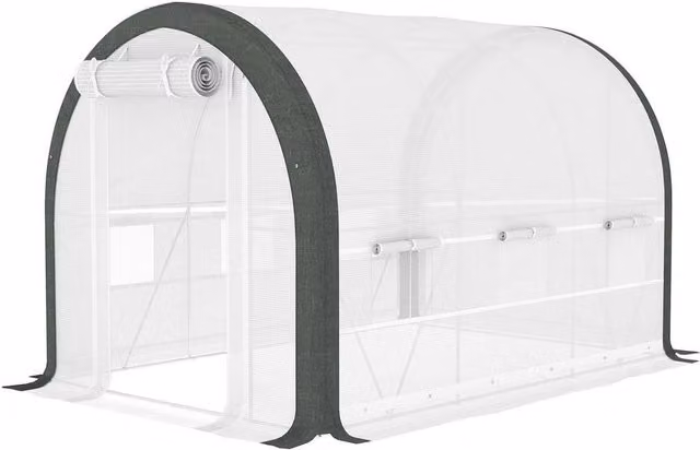 FLAVORA Upgraded White Polytunnel Greenhouse with Window and Galvanised Steel Frame