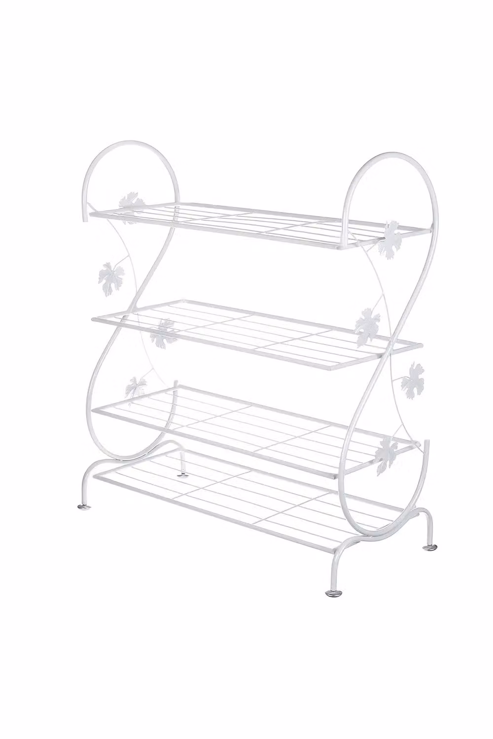 Livingandhome 4 Tier Metal Shoe Rack in White – 3