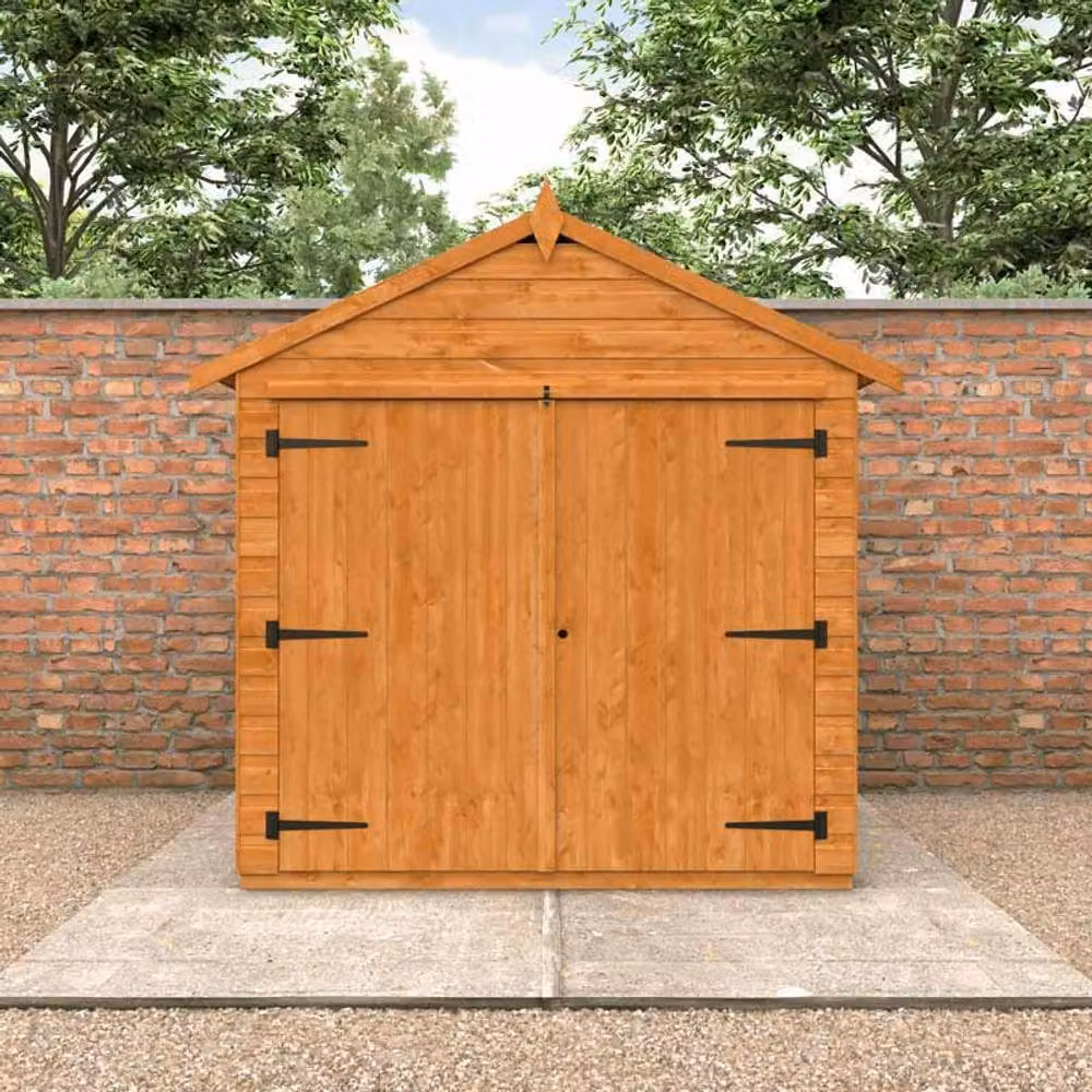 Buttercup Farm 4x6 Flex Apex Bike Shed in Burnt Orange, W/D/H: 175 x 123.8 x 195.3 cm – 2