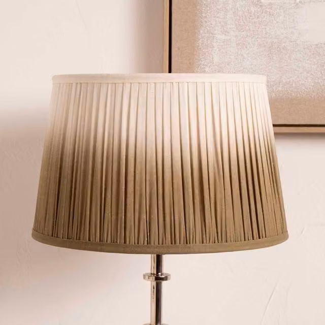 Ruma Taupe Ombre Pleated Tapered Fabric Lamp Shade in Beige, Diameter: 20.32 cm – 1