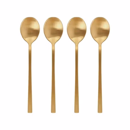 Argon Tableware Gold Coated Stainless Steel Teaspoons, Pack of 4