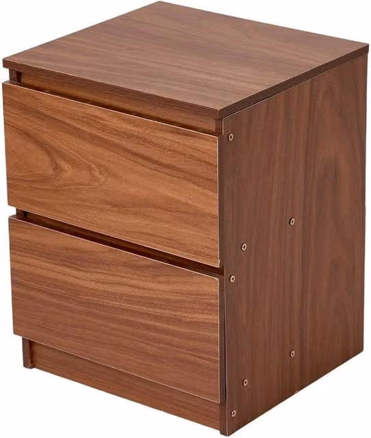 FLAVORA Walnut 2 Drawer Nightstand in Brown