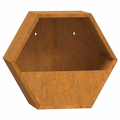 vidaXL Set of 2 Rusty Corten Steel Wall Planters, Brown, W: 30 cm, D: 10 cm, H: 25 cm – 3