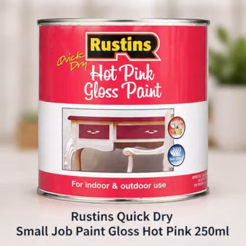 Rustins Quick Dry Small Job Gloss Paint in Pink, 250ml – 2