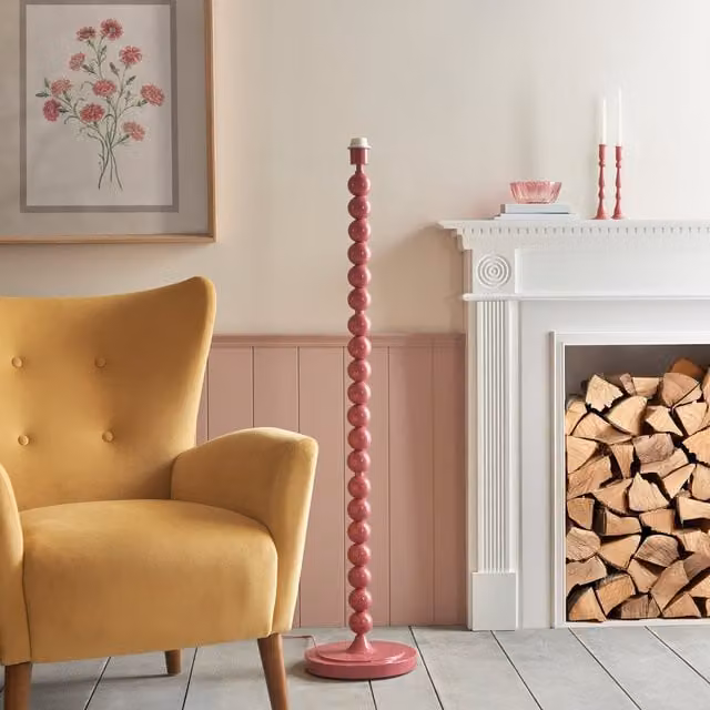 Higgledy Modern Floor Lamp Base Only in Gloss Pink Clay, Height: 132 cm