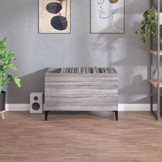 Berkfield Home Record Cabinet in Grey, W: 74.5 cm, D: 38 cm, H: 48 cm