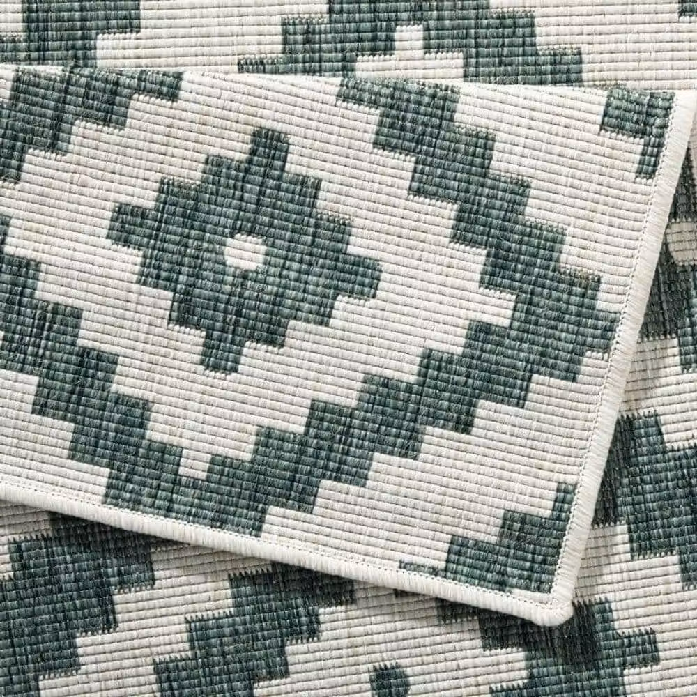 THE RUGS Malta Reversible Indoor Outdoor Flatweave Polypropylene Rug in Green, W: 80 cm, L: 350 cm – 2