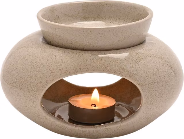 Hestia Pebble Shaped Ceramic Wax Melt Burner in Beige – 1