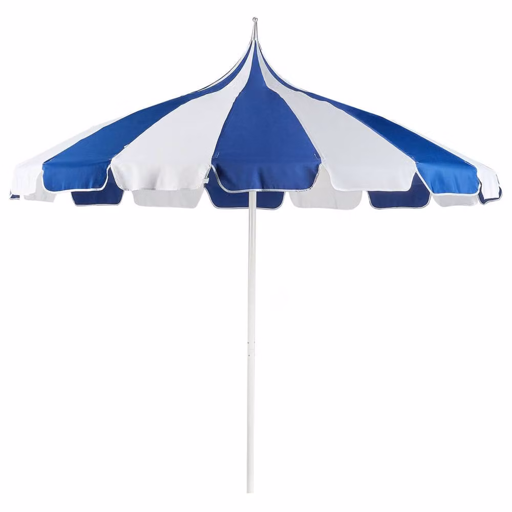 Wyld and Coco Blue and White Striped Market Parasol with Aluminium Pole, Diameter: 245 cm – 2