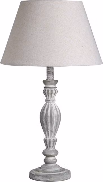 KDMK Aegina Table Lamp in Beige with Wood and Fabric Details