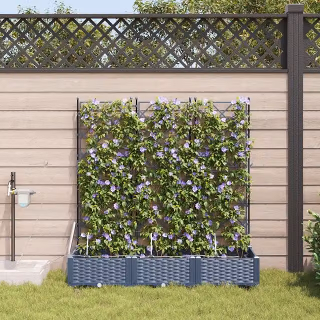 Berkfield Home Garden Planters with Water Irrigation System, 3 Piece Set, Grey – 1