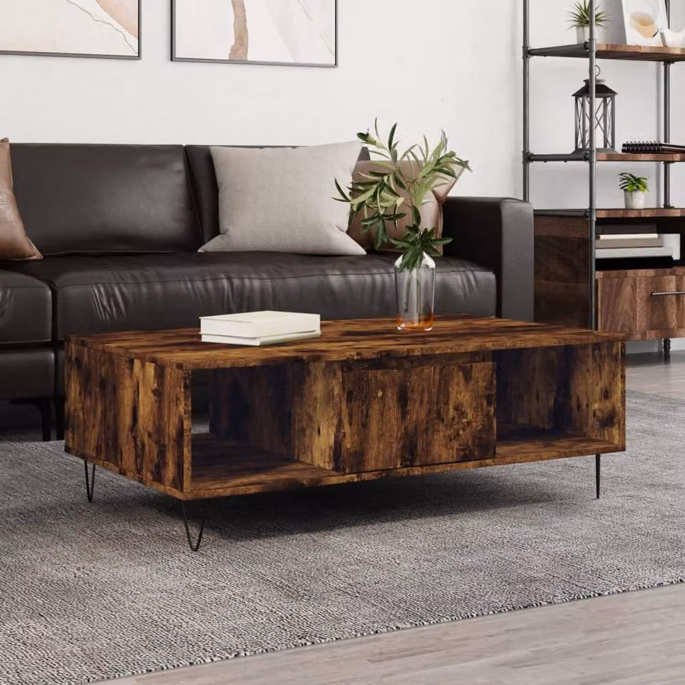 Berkfield Home Smoked Oak Coffee Table in Brown, W/D/H: 104 x 60 x 35 cm – 2