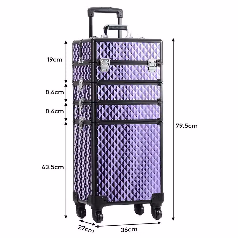 NESTLUNE 4-in-1 Large Makeup Case Vanity Cosmetics and Beauty Box, Purple, W/D/H: 100 x 100 x 100 cm – 2