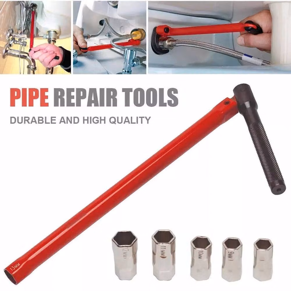 Kelvenix 8-13mm Plumber Back Nut Tap Wrench Socket Kit in Red Carbon Steel – 4