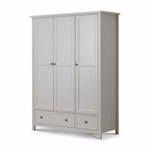Julian Bowen Maine 3 Door Combination Wardrobe with Drawers and Open Shelf, Grey