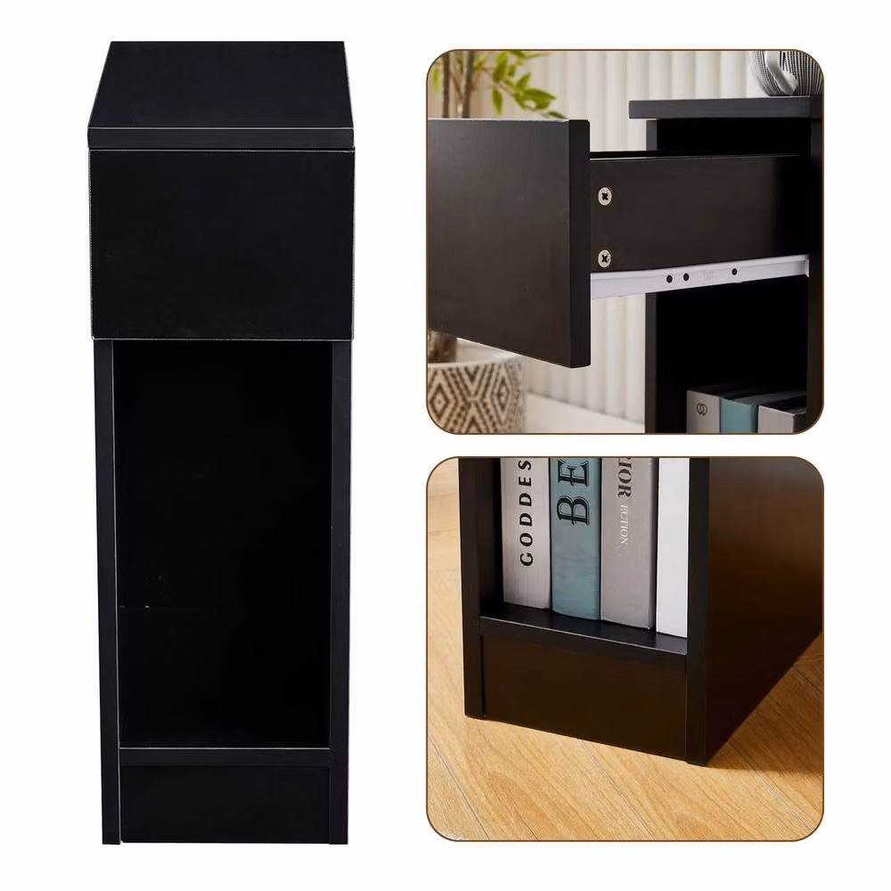 KORVIXA Black Modern Set of 1 Bedside Tables – 3