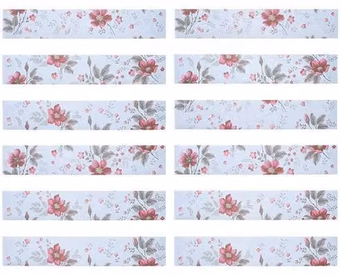 Living and Home 12pcs Pink Floral Self-Adhesive PVC Stair Riser Stickers, Size: 18 x 100 cm