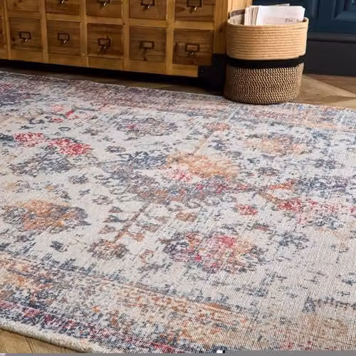 Phoenox Textiles Limited Origins Vogue Distressed Persian Oriental Rug in Navy and Rust, W: 160 cm, D: 230 cm – 2