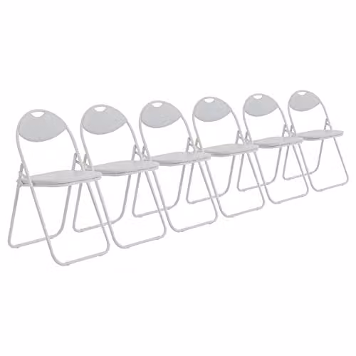 Harbour Housewares White Padded Metal Folding Chairs, Pack of 6 – 1
