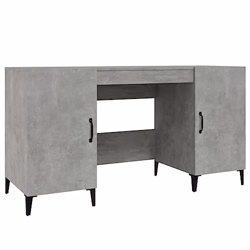 vidaXL Writing Desk in Grey Engineered Wood, W/D/H: 140 x 50 x 75 cm