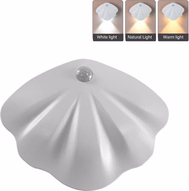 INMTFEI White Rechargeable Motion Sensor Wall Light, Dimmable Shell Lamp for Stairs, Hallways and Bedrooms – 1