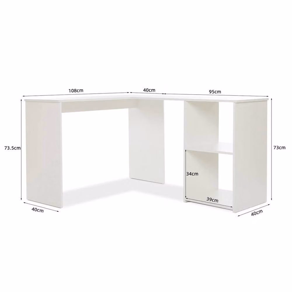 KORVIXA White L-Shaped Corner Computer Desk for Home Office – 2