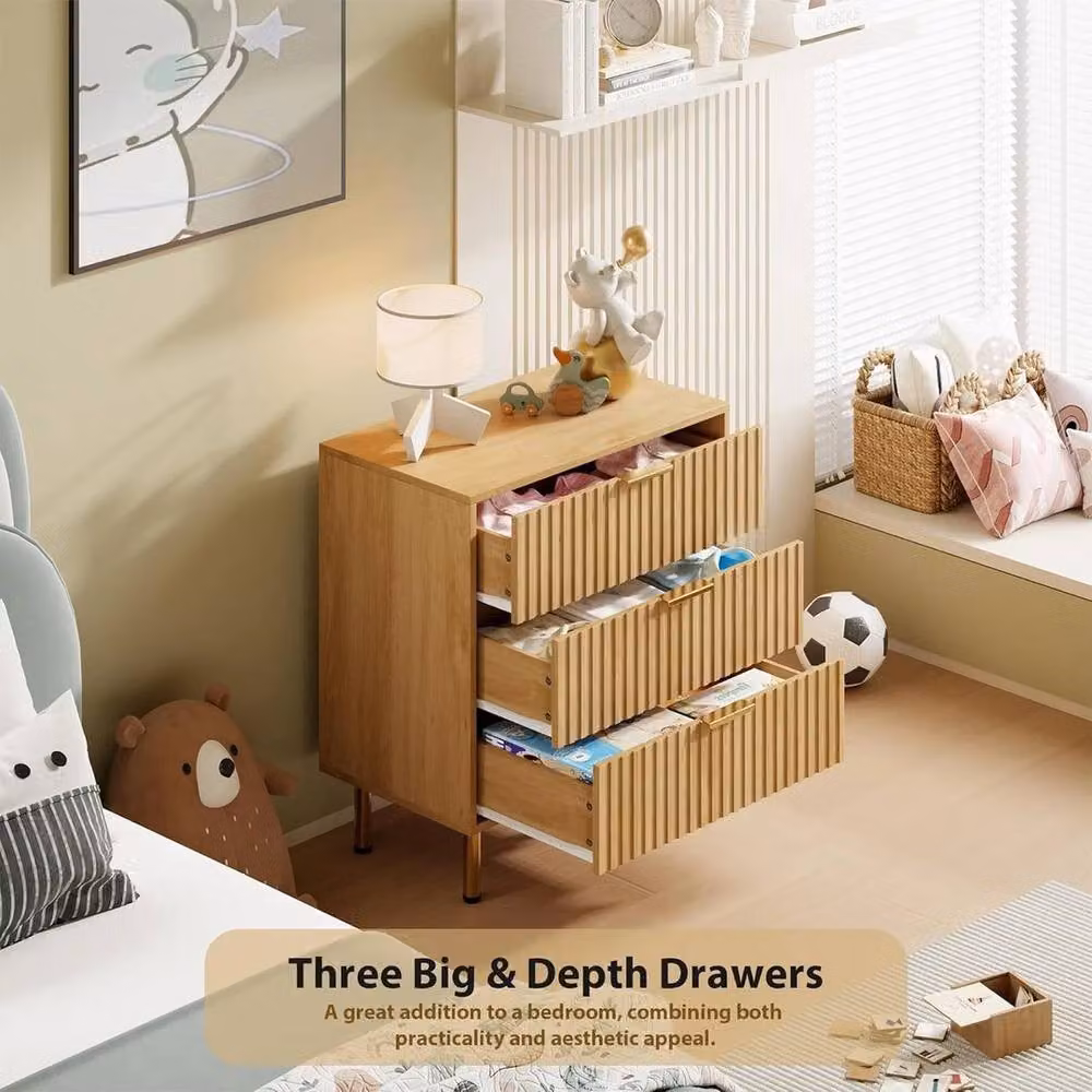 KORVIXA 3 Drawer Dresser in Brown, W/D/H: 100 x 100 x 100 cm – 3