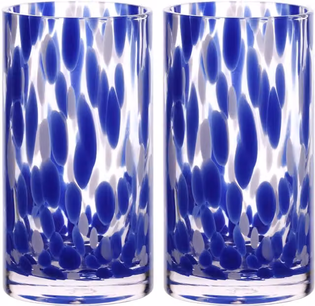 Hestia Blue and White Tortoise Shell Hi Ball Tumbler Glass Set of 2