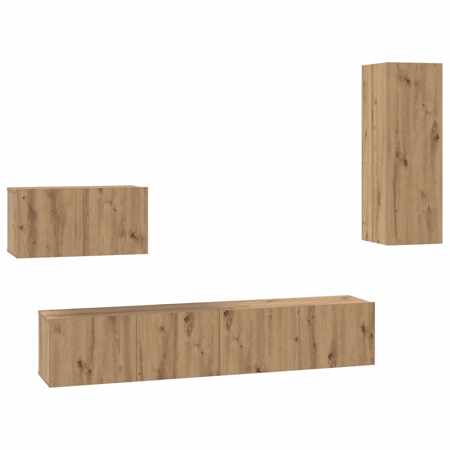 Berkfield Home Artisan Oak Wall TV Cabinet, 4 Piece Set in Brown, W/D/H: 80 x 30 x 30 cm – 2