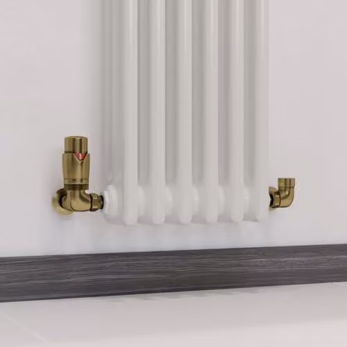 UK Radiators Stirling Bold Antique Brass Thermostatic Radiator Valve and Lockshield Corner Set – 2