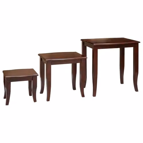 vidaXL Nesting Side Tables, 3 Piece Set, Brown, W/D/H: 60 x 45 x 60.5 cm