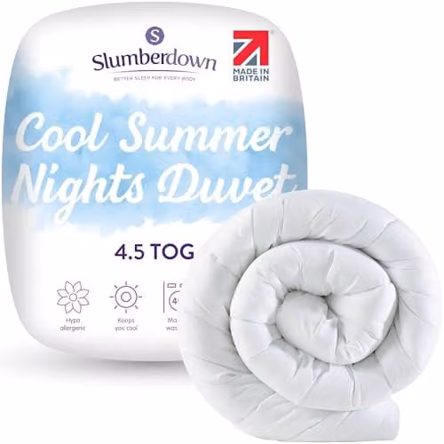 Slumberdown Cool Summer Nights 4.5 Tog Summer Duvet, White, W/D/H: 260 x 220 x 1 cm – 1