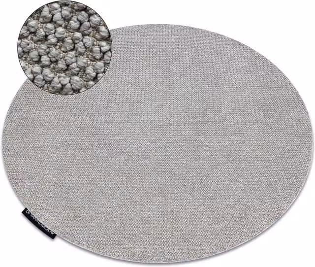 RugsX Casablanca Loop Round Woven Rug in Grey, Diameter: 80 cm – 1