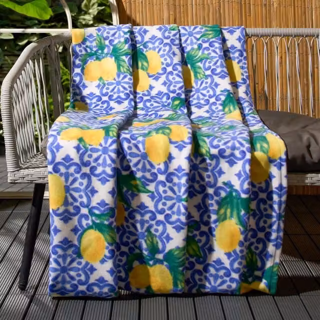 OHS Blue Floral Fleece Polyester Throw Blanket
