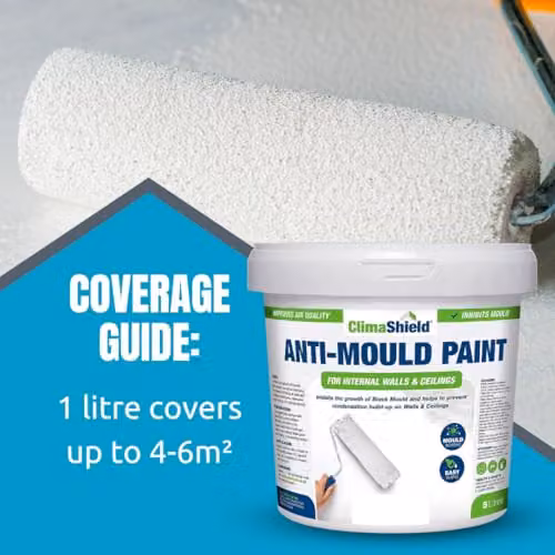 ClimaShield Anti Mould Dispersion Paint in White, 5L – 3
