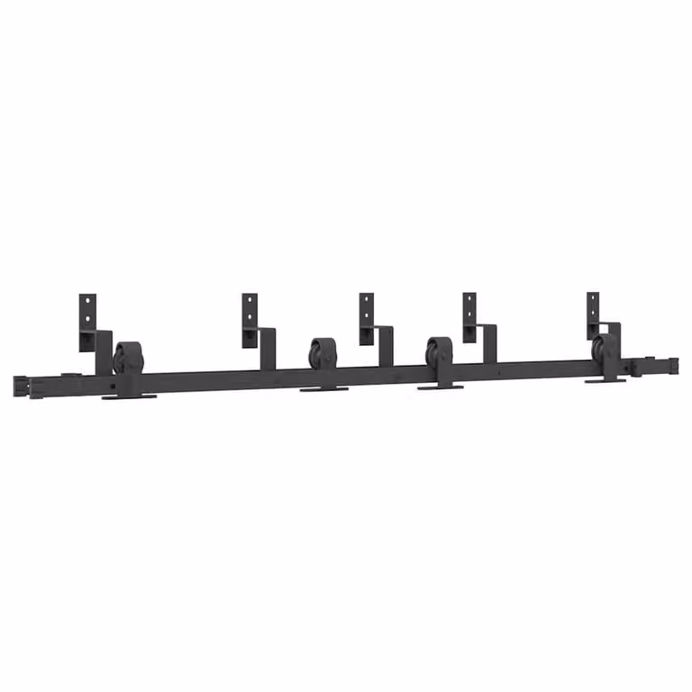 Berkfield Home Sliding Door Hardware Kit, Black Steel, 183 cm