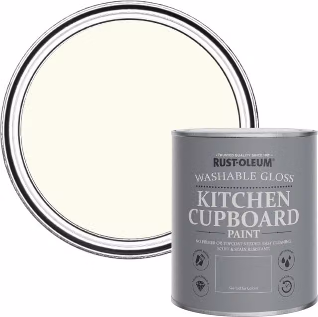 Rust-Oleum Kitchen Cupboard Paint in Gloss Finish, White, 750ml