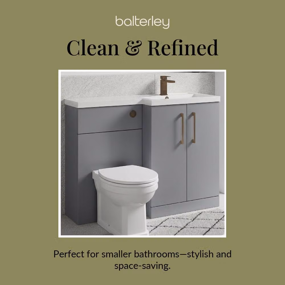 Balterley Modern Satin Grey Right-Hand Vanity and WC Unit Combination, W: 110 cm, H: 84 cm – 3